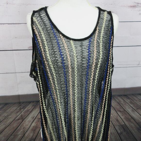 L Space Swim Cover Up Womens One size Black Knit striped pull over beach - Picture 10 of 13